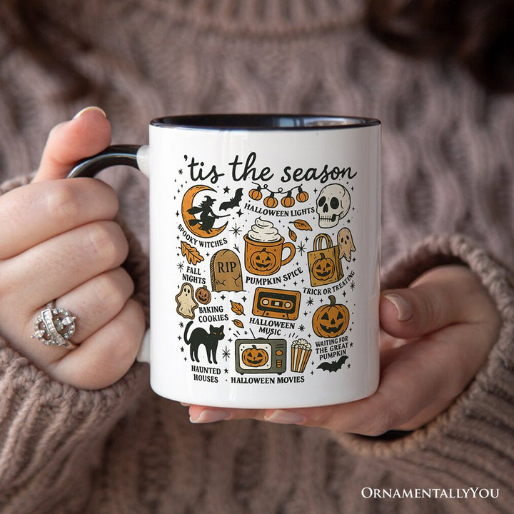 Tis the Season Retro Spooky Halloween Personalized Mug, Autumn Vibes Essentials Gift with Custom Name Personalized Ceramic Mug OrnamentallyYou
