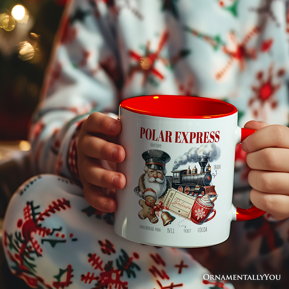 Polar Express Christmas Personalized Mug, Vintage Holiday Santa Gift with Custom Name