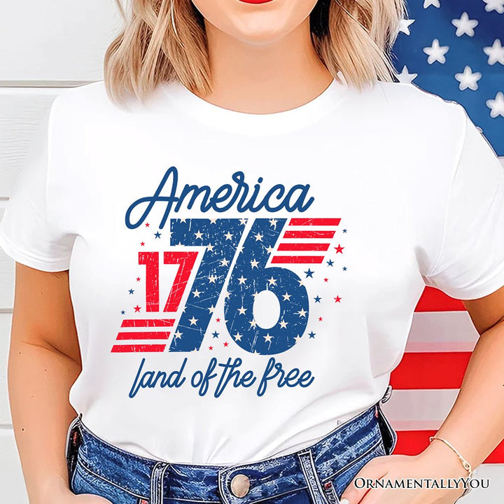 America 1776 Land of the Free T-Shirt, Vintage 4th of July Tee T-Shirts OrnamentallyYou