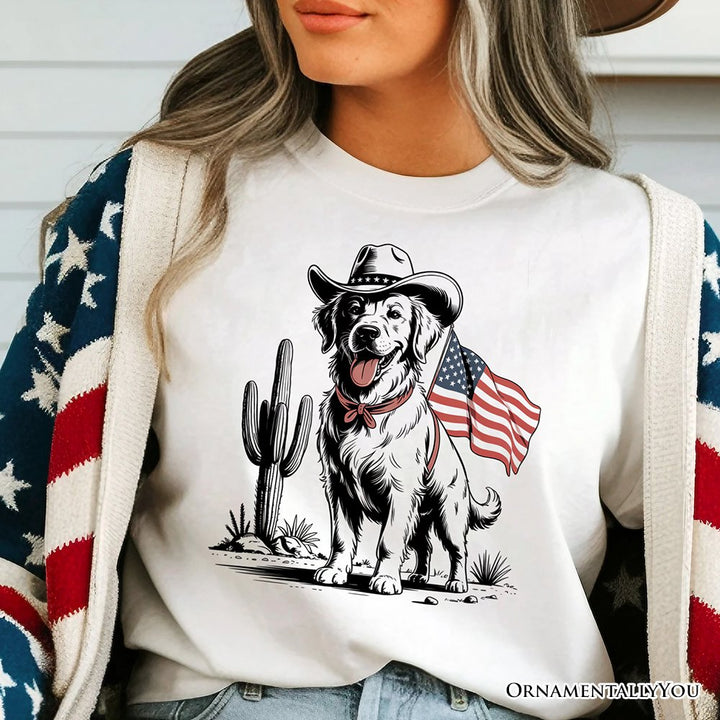 American Cowboy Dog T-Shirt, Western 4th of July Tee for Pet Lovers T-Shirts OrnamentallyYou