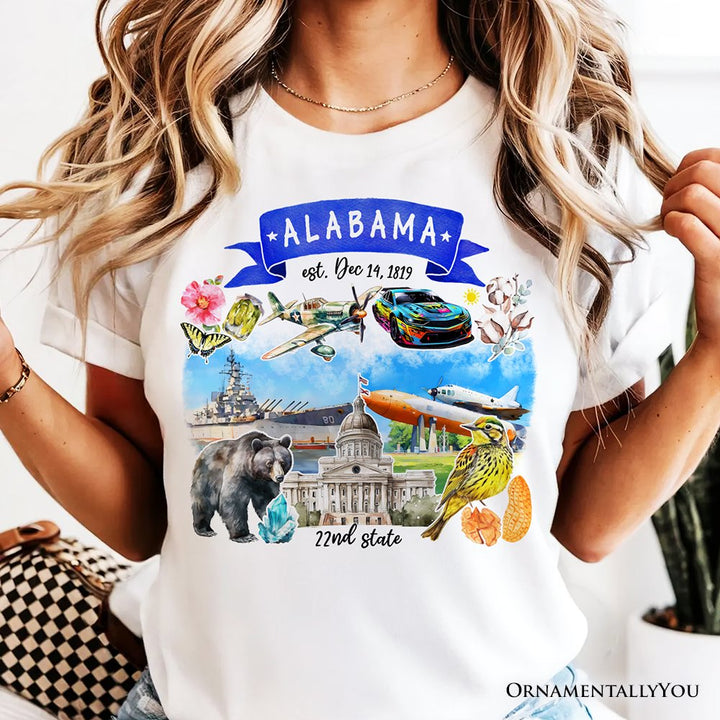 Artistic Alabama State Themes and Landmarks T-Shirt, Tee for History and Travel Lovers T-Shirts OrnamentallyYou