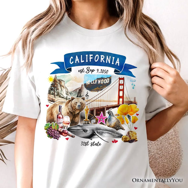 Artistic California State Themes and Landmarks T-Shirt, Tee for History and Travel Lovers T-Shirts OrnamentallyYou