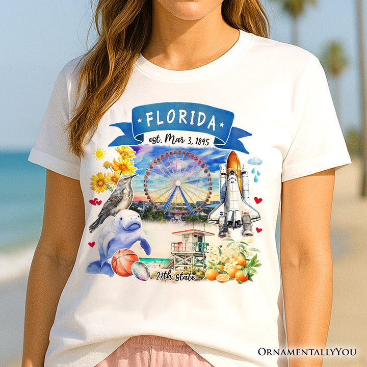 Artistic Florida State Themes and Landmarks T-Shirt, Tee for History and Travel Lovers T-Shirts OrnamentallyYou