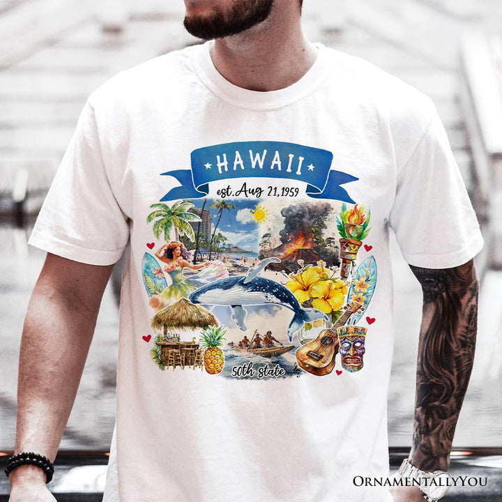 Artistic Hawaii State Themes and Landmarks T-Shirt, Tee for History and Travel Lovers T-Shirts OrnamentallyYou