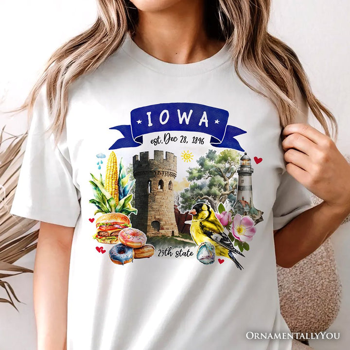Artistic Iowa State Themes and Landmarks T-Shirt, Tee for History and Travel Lovers T-Shirts OrnamentallyYou