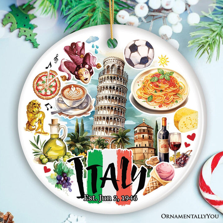 Artistic Italy Landmarks Ornament, Italian Souvenir for Ceramic Christmas Gift Ceramic Ornament OrnamentallyYou