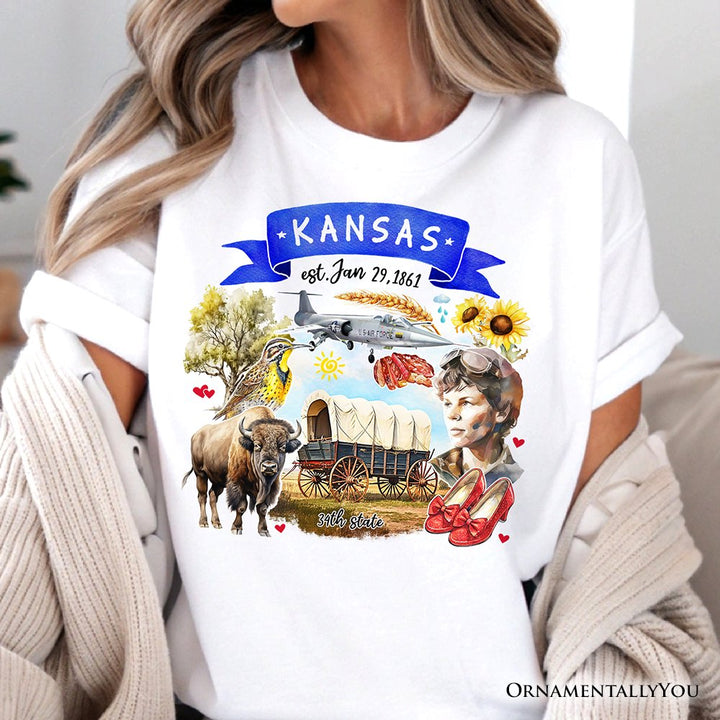 Artistic Kansas State Themes and Landmarks T-Shirt, Tee for History and Travel Lovers T-Shirts OrnamentallyYou