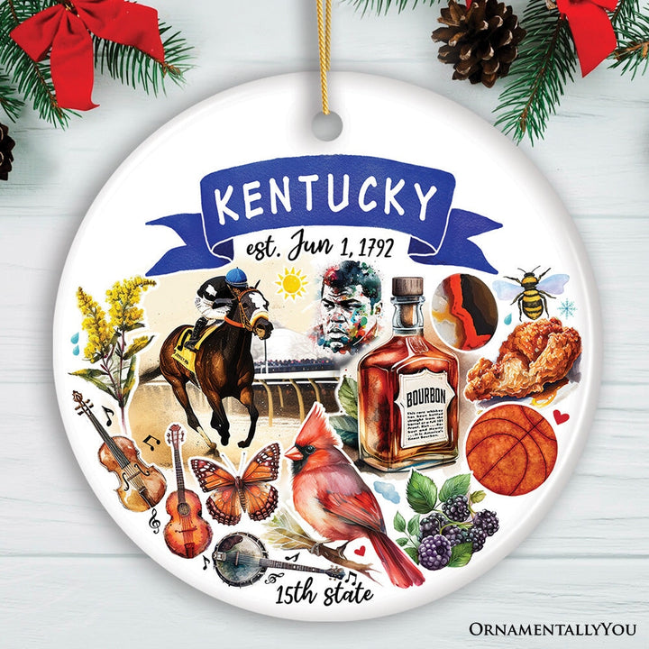 Artistic Kentucky State Themes and Landmarks Christmas Ornament Ceramic Ornament OrnamentallyYou
