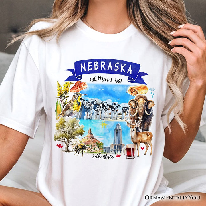 Artistic Nebraska State Themes and Landmarks T-Shirt, Tee for History and Travel Lovers T-Shirts OrnamentallyYou