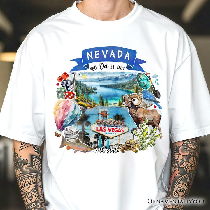 Artistic Nevada State Themes and Landmarks T-Shirt, Tee for History and Travel Lovers T-Shirts OrnamentallyYou