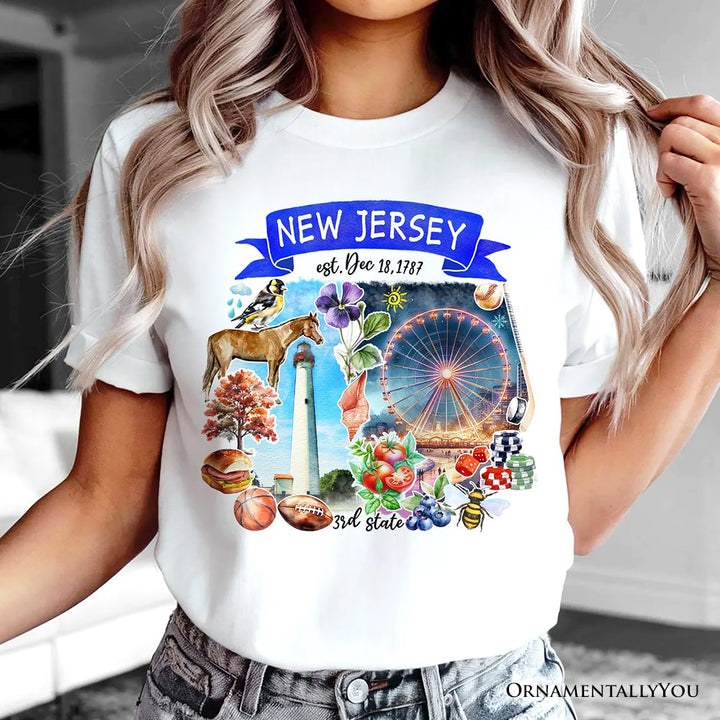 Artistic New Jersey State Themes and Landmarks T-Shirt, Tee for History and Travel Lovers T-Shirts OrnamentallyYou