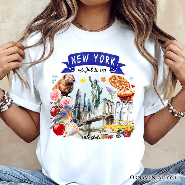 Artistic New York State Themes and Landmarks T-Shirt, Tee for History and Travel Lovers T-Shirts OrnamentallyYou