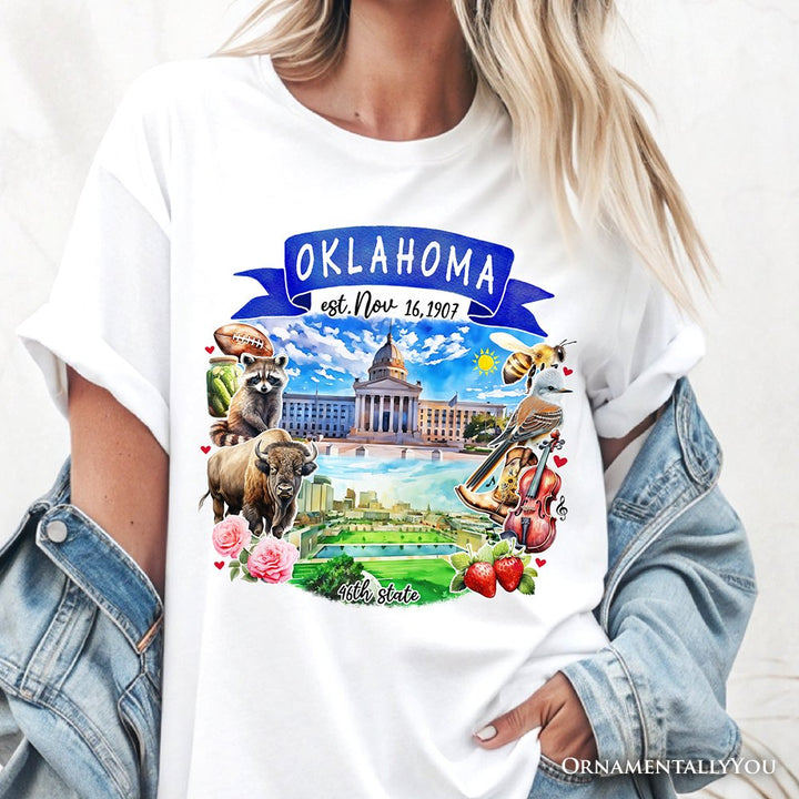 Artistic Oklahoma State Themes and Landmarks T-Shirt, Tee for History and Travel Lovers T-Shirts OrnamentallyYou