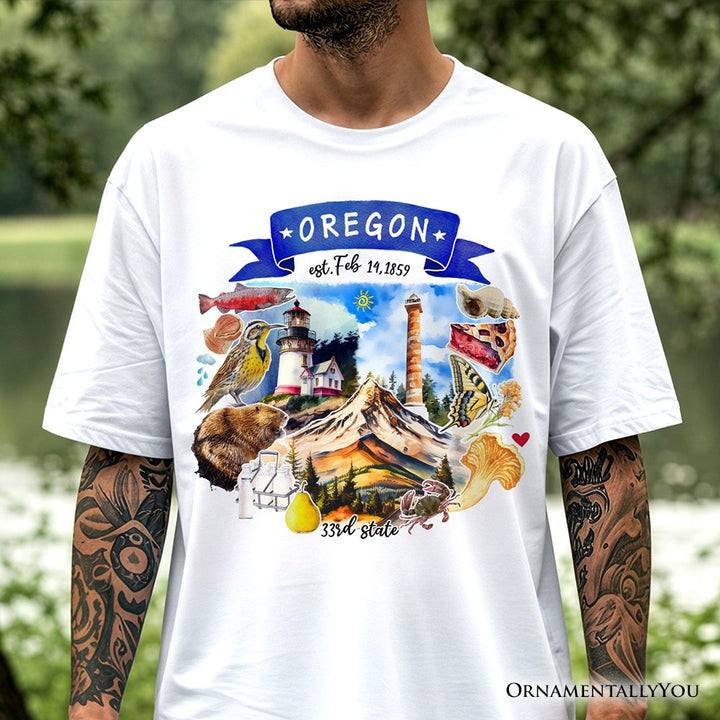 Artistic Oregon State Themes and Landmarks T-Shirt, Tee for History and Travel Lovers T-Shirts OrnamentallyYou