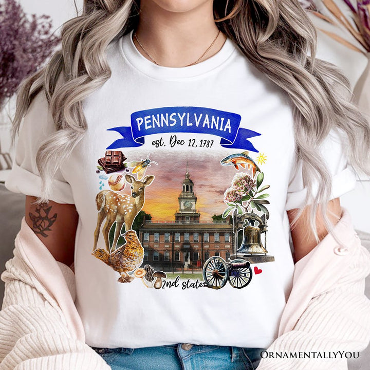 Artistic Pennsylvania State Themes and Landmarks T-Shirt, Tee for History and Travel Lovers T-Shirts OrnamentallyYou