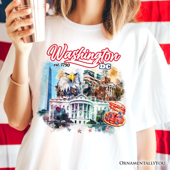 Artistic Washington DC T-Shirt, Landmarks of the Nation’s Capital, White House Travel Tee T-Shirts OrnamentallyYou