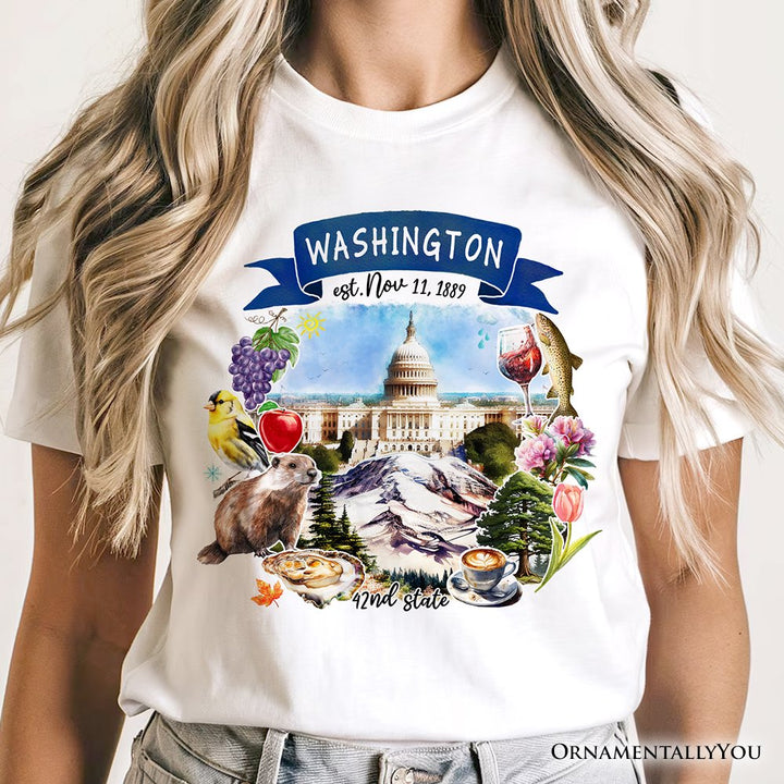 Artistic Washington State Themes and Landmarks T-Shirt, Tee for History and Travel Lovers T-Shirts OrnamentallyYou