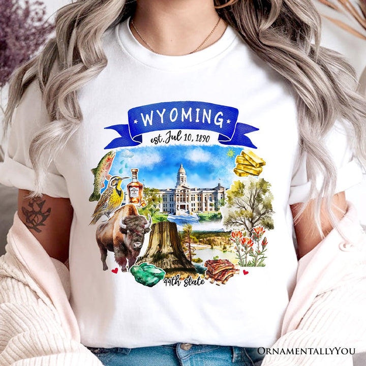 Artistic Wyoming State Themes and Landmarks T-Shirt, Tee for History and Travel Lovers T-Shirts OrnamentallyYou