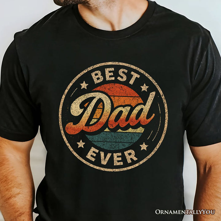 Best Dad Ever Retro Sunset T-Shirt, Black Vintage Fathers Gift Tee T-Shirts OrnamentallyYou
