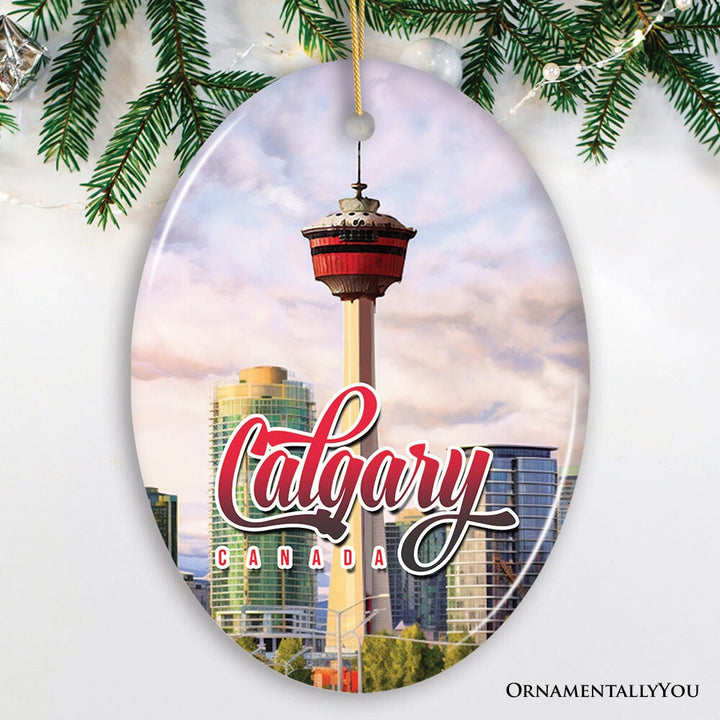 Calgary Tower Art Ornament, Canada Christmas Gift Ceramic Ornament OrnamentallyYou
