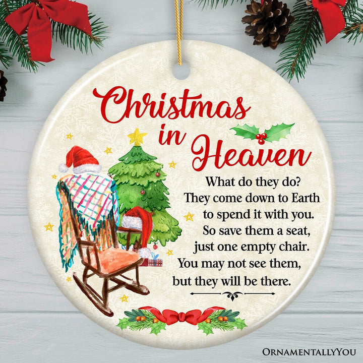 Christmas in Heaven Memorial Ornament, Gentle Reminder of Loved Ones for Holiday Decor Ceramic Ornament OrnamentallyYou Circle