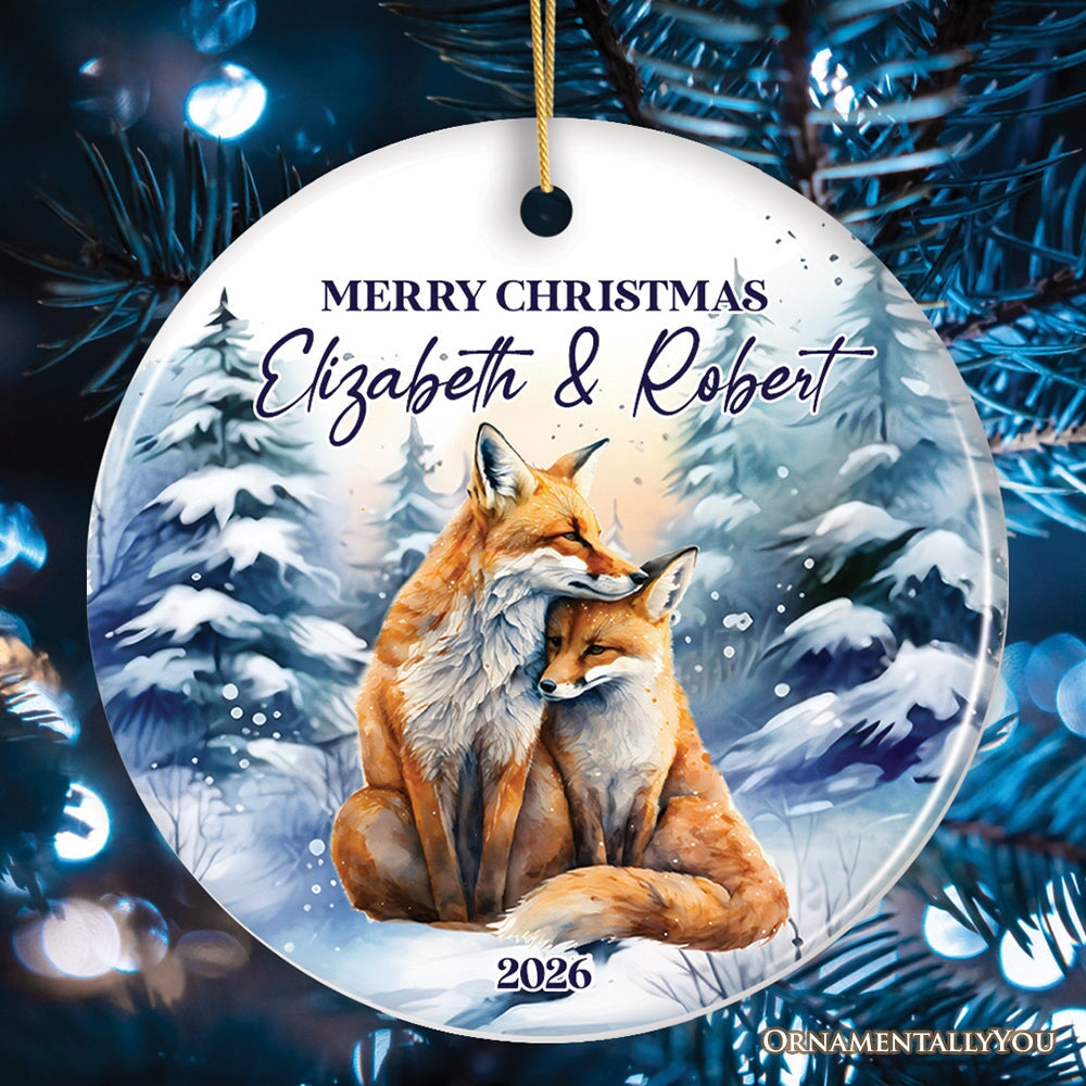Couple Fox Personalized Christmas Ornament | OrnamentallyYou