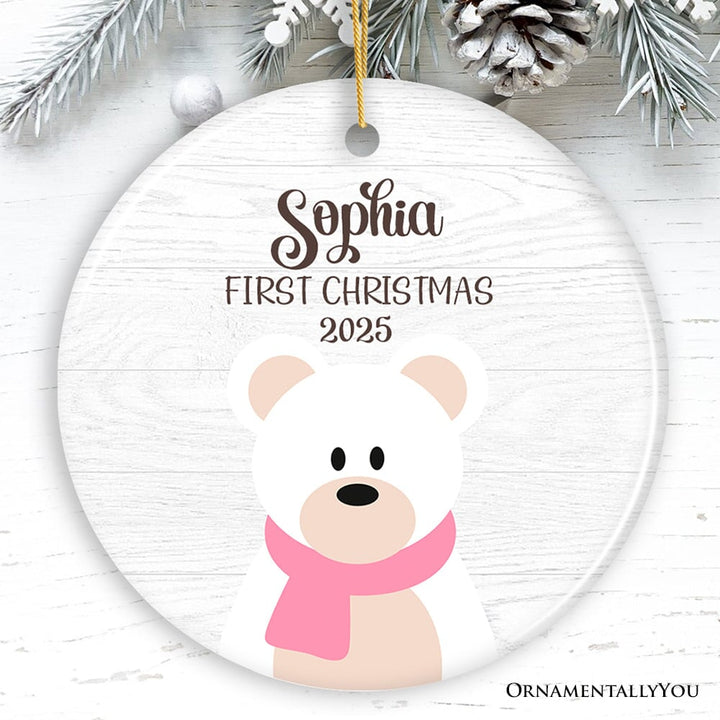 Cute Baby Polar Bear 1st Christmas Customized Ornament Ceramic Ornament OrnamentallyYou Circle