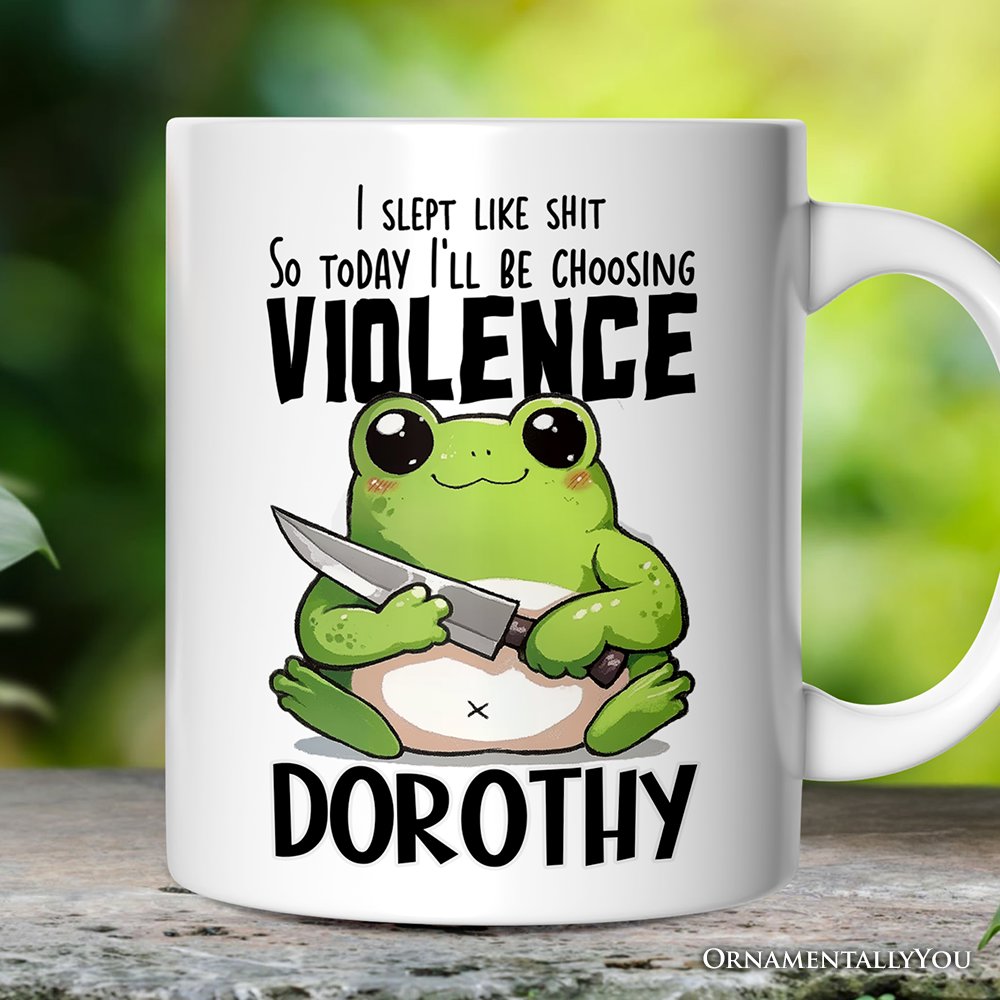 Cute Frog Morning Melee Personalized Mug With Custom Name Personalized Ceramic Mug OrnamentallyYou 12oz Mug Customized