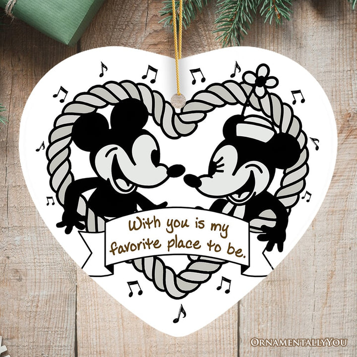 Cute Mouse Couple Love Quote Ornament, Classic Steamboat Willie Christmas Gift and Decor Ceramic Ornament OrnamentallyYou Heart