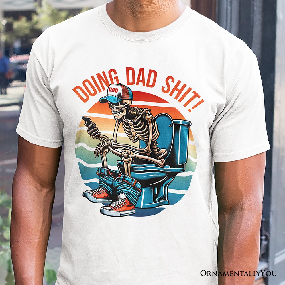 Doing Dad Stuff Skeleton T-Shirt, White and Black Funny Retro Tee for Bold  Fathers, image size:1000x1000