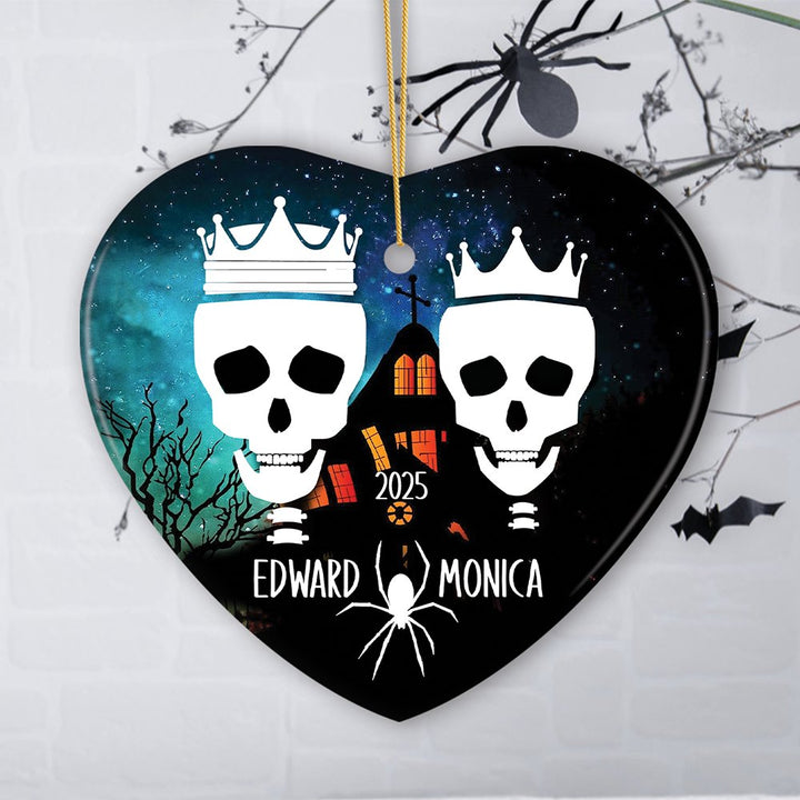 Eternal Love Personalized Couples Skulls Halloween Ornament Ceramic Ornament OrnamentallyYou