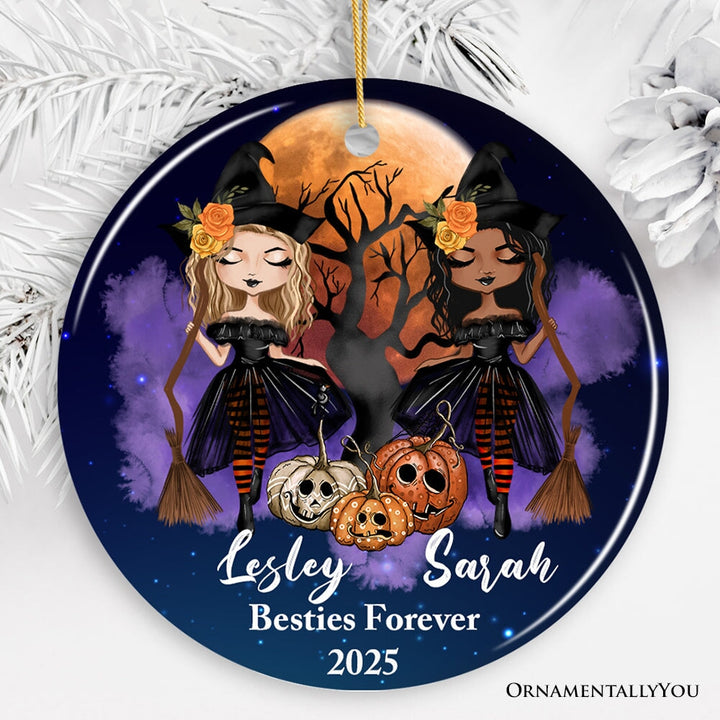 Halloween Witch Besties Personalized Ornament Ceramic Ornament OrnamentallyYou Circle