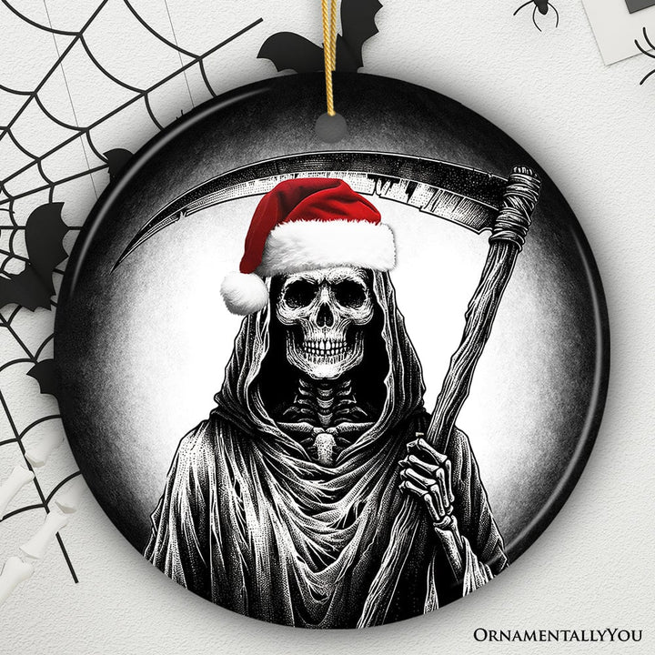 Haunting Santa Grim Reaper Ornament, Spooky Christmas Decor for Unique Halloween Tree Gift Ceramic Ornament OrnamentallyYou Circle