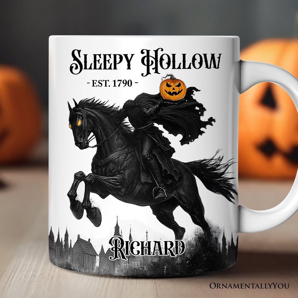 Headless Horseman Spooky Halloween Personalized Mug, The Legend of Sleepy Hollow Gift With Custom Name Personalized Ceramic Mug OrnamentallyYou 12oz Mug Customized