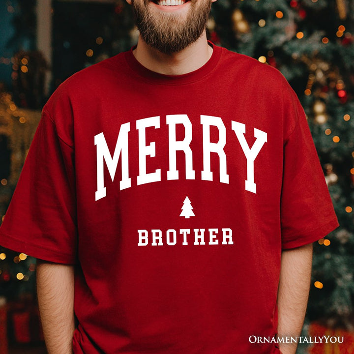 Merry Brother Retro Christmas T-Shirt, Matching Family Holiday Tee T-Shirts OrnamentallyYou