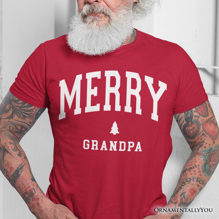 Merry Grandpa Retro Christmas T-Shirt, Matching Family Holiday Tee T-Shirts OrnamentallyYou