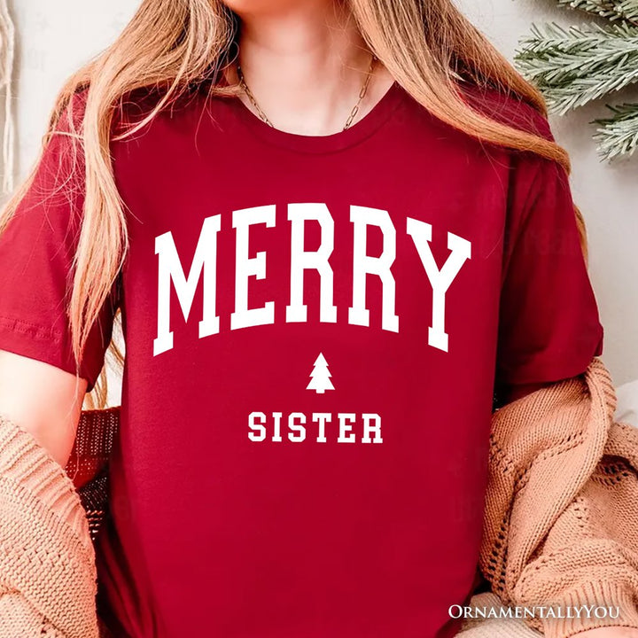 Merry Sister Retro Christmas T-Shirt, Matching Family Holiday Tee T-Shirts OrnamentallyYou