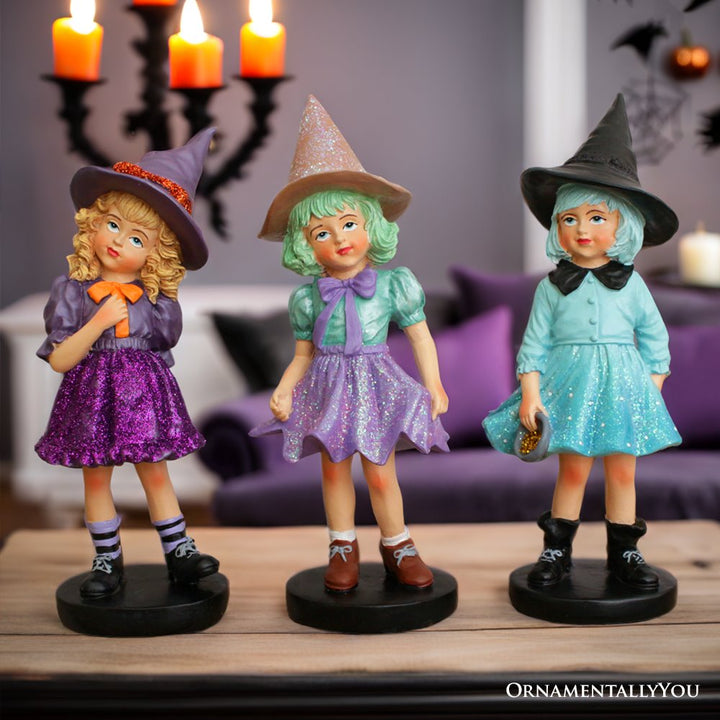 Mystical Victorian Witch Sisters Set of Three Figurines, Enchanted 6" Statues for a Bewitching Halloween Tabletop Display Resin Statues OrnamentallyYou