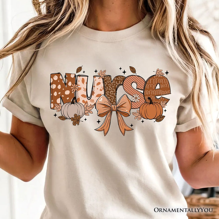 Nurse Coquette Autumn T-Shirt, Cozy Fall Pumpkins Tee for Healthcare Heroes T-Shirts OrnamentallyYou