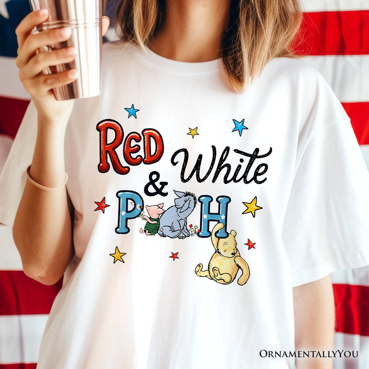 Patriotic 4th of July Red White & Proud T-Shirt, Cute Bear USA Stars Tee T-Shirts OrnamentallyYou