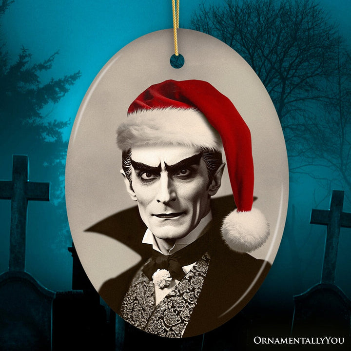 Phantom Count Dracula Ornament, Eerie Holiday Keepsake for Halloween Celebrations Ceramic Ornament OrnamentallyYou Oval