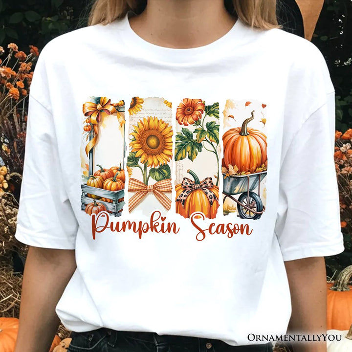 Pumpkin Season T-Shirt, Fall Sunflower Coquette Bow Autumn Tee T-Shirts OrnamentallyYou