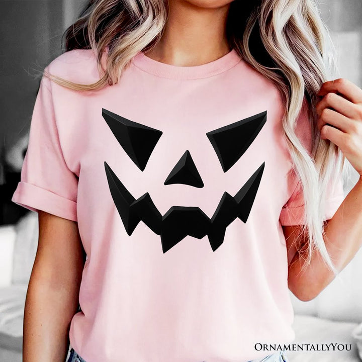 Scary Pumpkin Face T‑Shirt, Minimalist Tee with Spooky Flair T-Shirts OrnamentallyYou