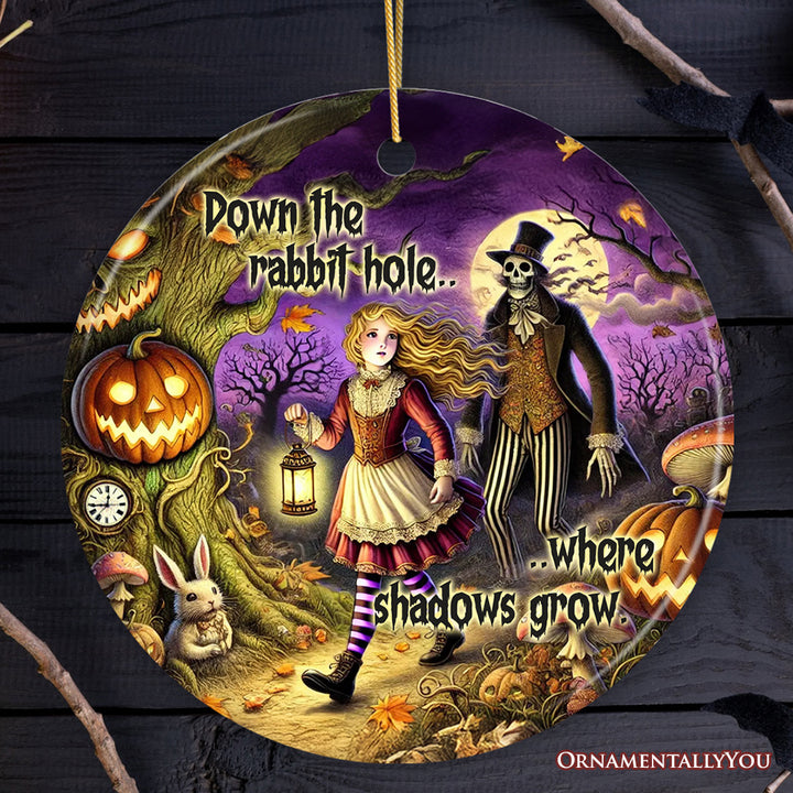 Spooky Parable Alice's Adventure in Wonderland Ceramic Ornament, Halloween Gift and Tree Decor