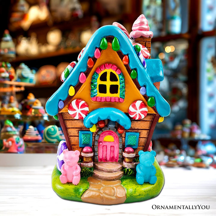 (Pre-Order) Sugary Haven Candy House Tabletop Figurine, 7" LED Christmas Gingerbread Style Home Decoration Resin Statues OrnamentallyYou
