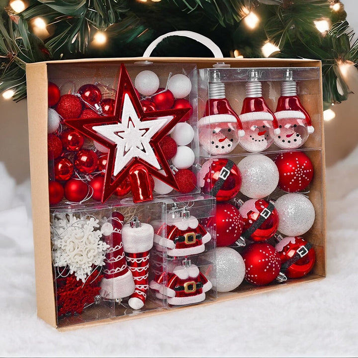 Super Santa Christmas Ornament Mega Bundle Set, Red and White Baubles, Snowman, Suit, Belt, and Snowflakes Ornament Bundle OrnamentallyYou