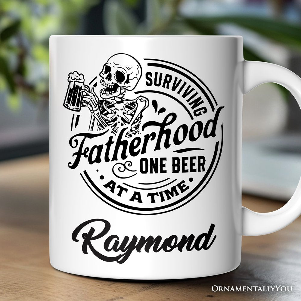 Surviving Fatherhood Personalized Mug, Beer Dad Gift with Custom Name Personalized Ceramic Mug OrnamentallyYou Customized
