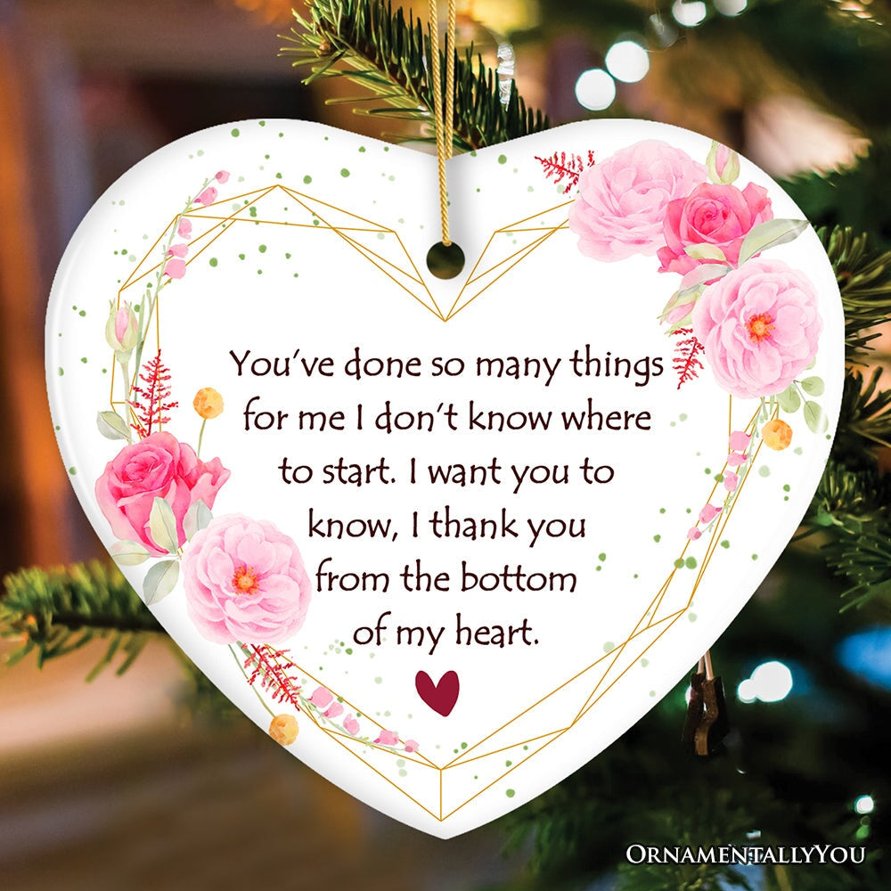 Thank You From The Bottom of My Heart Christmas Ornament, Appreciation Gift  for Friends and Family, image size:1000x1000