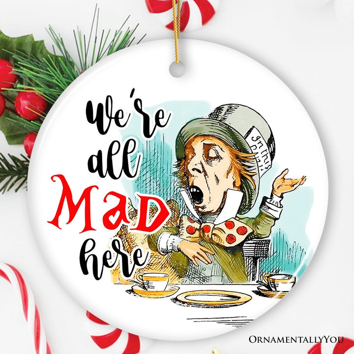 The Mad Hatter Tea Party Ornament, Vintage 1860s Christmas Decor Ceramic Ornament OrnamentallyYou Circle
