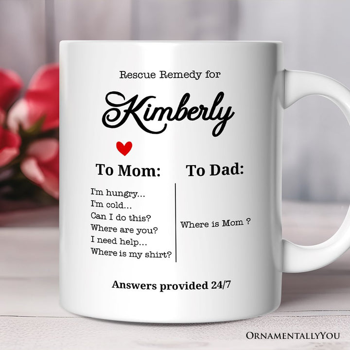 To Mom VS To Dad Funny Personalized Mug with Name, Moms Rescue Remedy Gift Personalized Ceramic Mug OrnamentallyYou 12oz Mug Customized